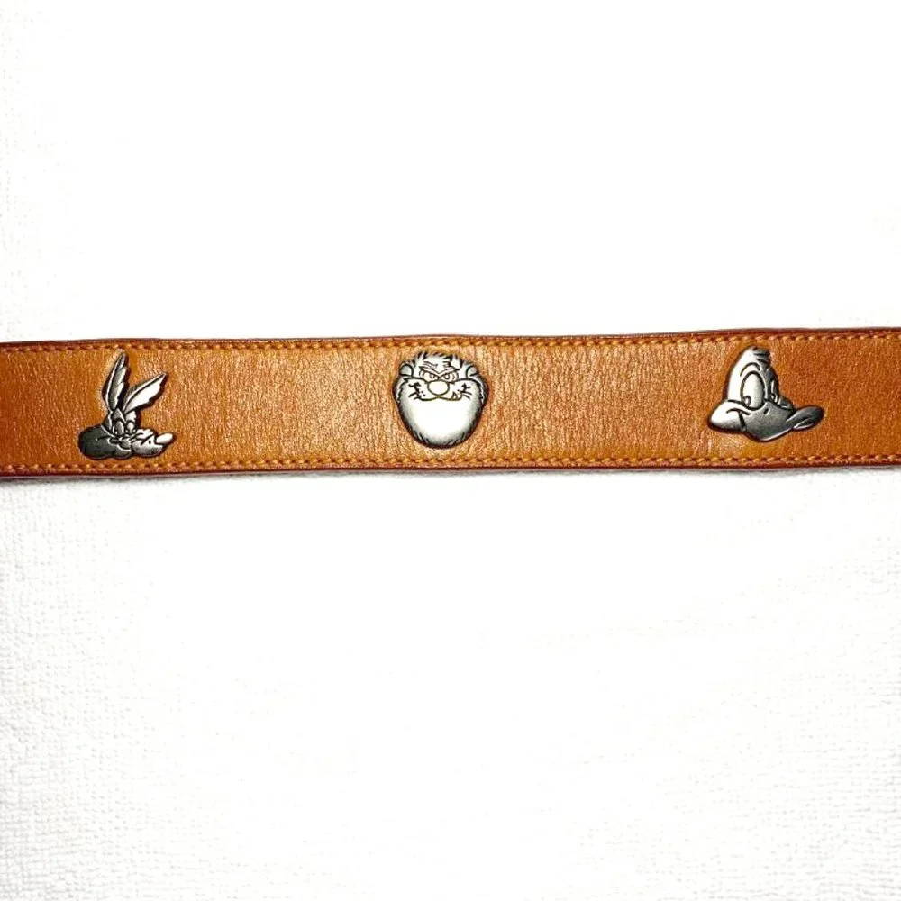VINTAGE 1990's WARNER BROTHERS Looney Tunes leather belt - Picture 2 of 8